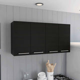 Tuhome Kitchen Cabinet 120,Racks, Four Doors, Two Cabinets, Two Shelves, Black, For Kitchen Room