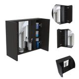 Tuhome Artemisa Medicine Cabinet, Two-Door Cabinet, Mirror, One External Shelf-Black, For Bathroom