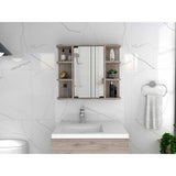 Tuhome Milan Medicine Cabinet, Six External Shelves Mirror, Three Internal Shelves, Light Grey, For Bathroom