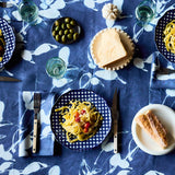 Porto Print Indigo Linen Tablecloth | Rectangle & Round | Goldie Home