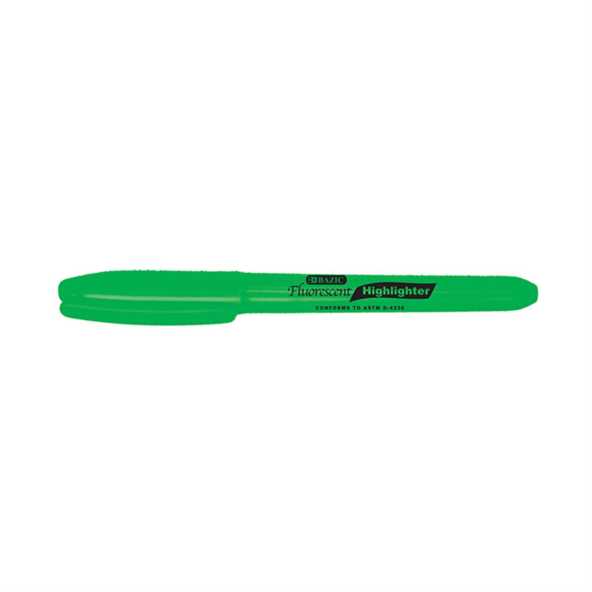 Bazic Green Pen Style Fluorescent Highlighter W/ Pocket Clip / Box Qty - 192