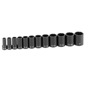 12 Pc. 3/8'' Drive 12 Point Semi-Deep Length Impact Set