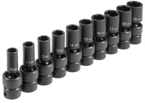 10 Pc. 3/8'' Drive Semi-Deep Metric Universal Socket Set