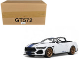 2025 Shelby Mustang Supersnake Convertible White with Blue Stripes 1/18 Model Car by GT Spirit