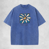 Retro Peace Sign T-Shirt – Vintage Washed Inspirational Graphic Tee, Classic 70s Lightweight Cotton Unisex Positive Vibe Top