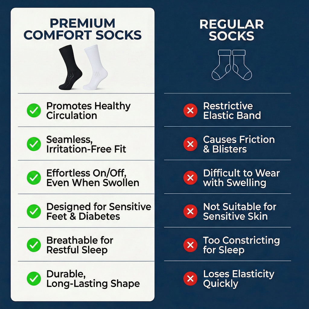Widest Non-Binding Bamboo Crew Socks for Edema & Sensitive Feet