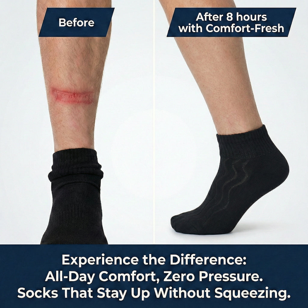 Wide Non-Binding Bamboo Crew Socks for Sensitive & Large Feet, Black
