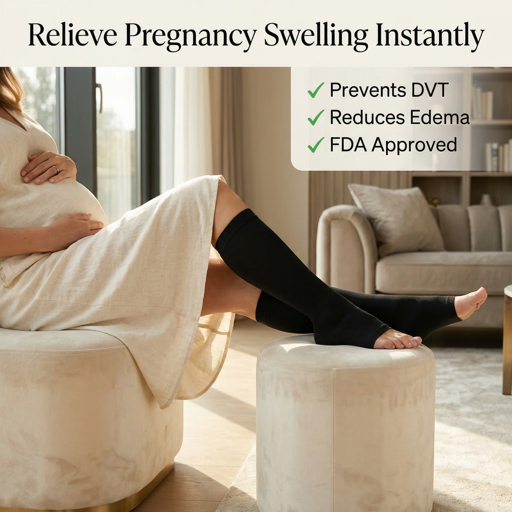 Open-Toe Knee-High Compression Socks, 20-30 mmHg