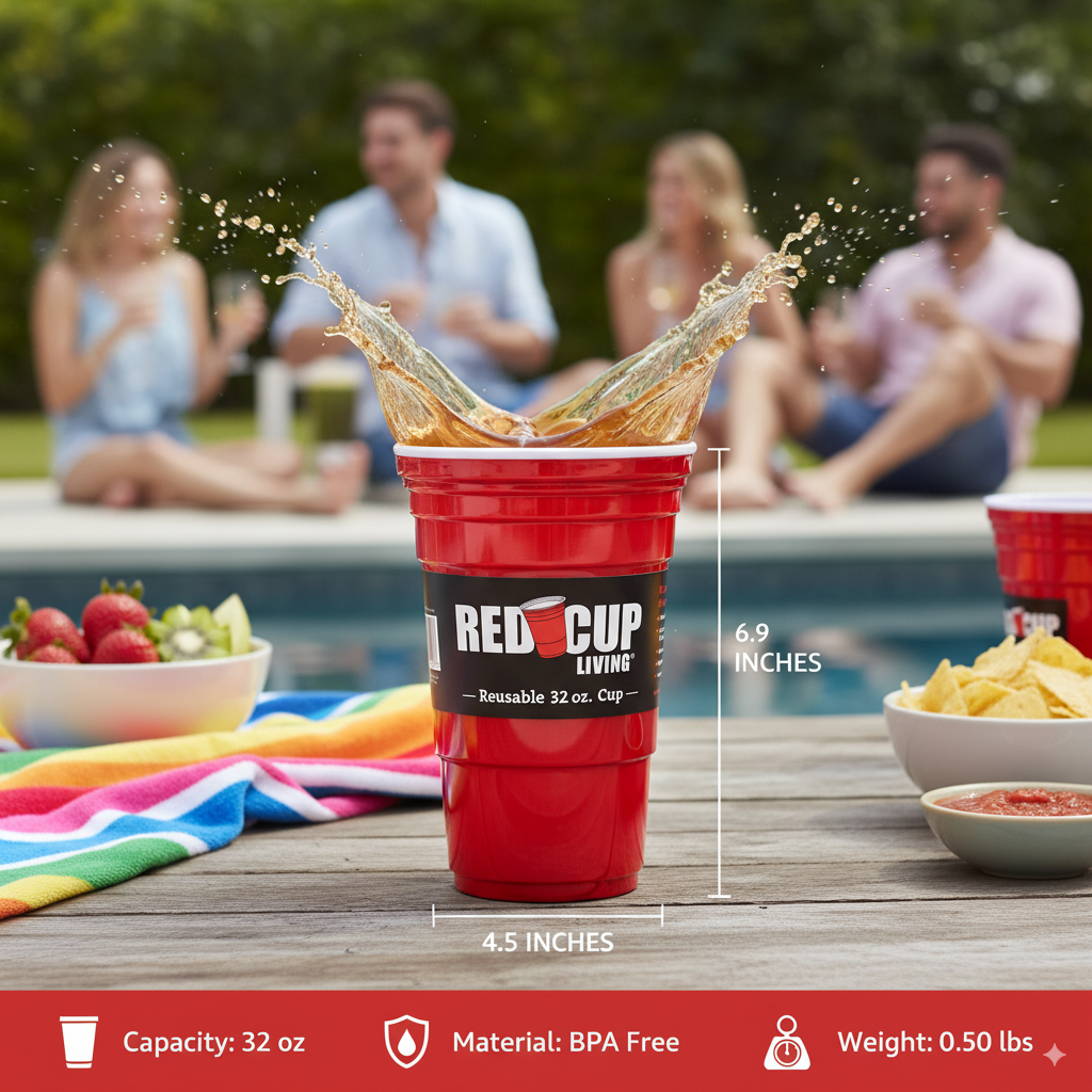 Reusable Party Cup – 32oz BPA-Free ABS Plastic