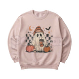 Ghost Checker Graphic Top | Retro Checkerboard Ghost Sweatshirt