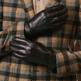 Giovanni (navy blue) - Classic Italian lambskin leather gloves with cashmere lining