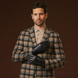 Giovanni (navy blue) - Classic Italian lambskin leather gloves with cashmere lining