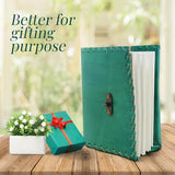 Handcrafted Leather Bound Personal Diary & Organizer – Vintage Travel Journal with 200 Unlined Pages, Antique Notebook with Secure Latch – Emerald Green, Genuine Leather Writing Journal Perfect Mother's Day Gift