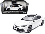 2023 Toyota Camry Hybrid White Metallic with Black Top 1/18 Diecast Model Car by Heimanba