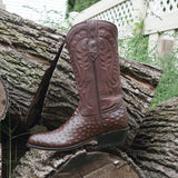 Men's Brown Ostrich Print Cowboy Boots (H7002)