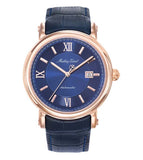 Mathey-Tissot Renaissance Genuine Leather Strap Blue Dial Automatic H9030PBU Mens Watch