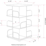Hartwick 3 Tier Revolving Bookcase Tower Display Unit With 12 Shelves, Black Wood, Contemporary