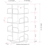 Hartwick 4 Tier Revolving Bookcase Tower Display Unit With 16 Shelves, Black Wood, Contemporary