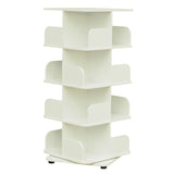 Hartwick 4 Tier Revolving Bookcase Tower Display Unit With 16 Shelves, White Wood, Contemporary