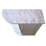 Trevita Bathroom Storage Floor Cabinet Organizer With Adjustable Shelf & 3 Open Shelves, White & Marble Wood, Contemporary