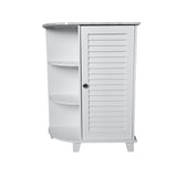 Trevita Bathroom Storage Floor Cabinet Organizer With Adjustable Shelf & 3 Open Shelves, White & Marble Wood, Contemporary