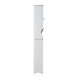 Trevita Freestanding Over The Toilet Bathroom Space Saver Organizer With Storage Cabinet, Adjustable Shelf & Open Shelf, White &