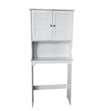 Trevita Freestanding Over The Toilet Bathroom Space Saver Organizer With Storage Cabinet, Adjustable Shelf & Open Shelf, White &
