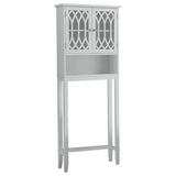 Helsinki Over The Toilet Bathroom Spacesaver Storage Rack Organizer With Cabinet & Shelves, White Wood, Contemporary