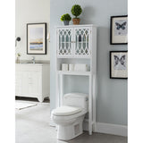 Helsinki Over The Toilet Bathroom Spacesaver Storage Rack Organizer With Cabinet & Shelves, White Wood, Contemporary