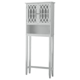 Helsinki Over The Toilet Bathroom Spacesaver Storage Rack Organizer With Cabinet & Shelves, White Wood, Contemporary