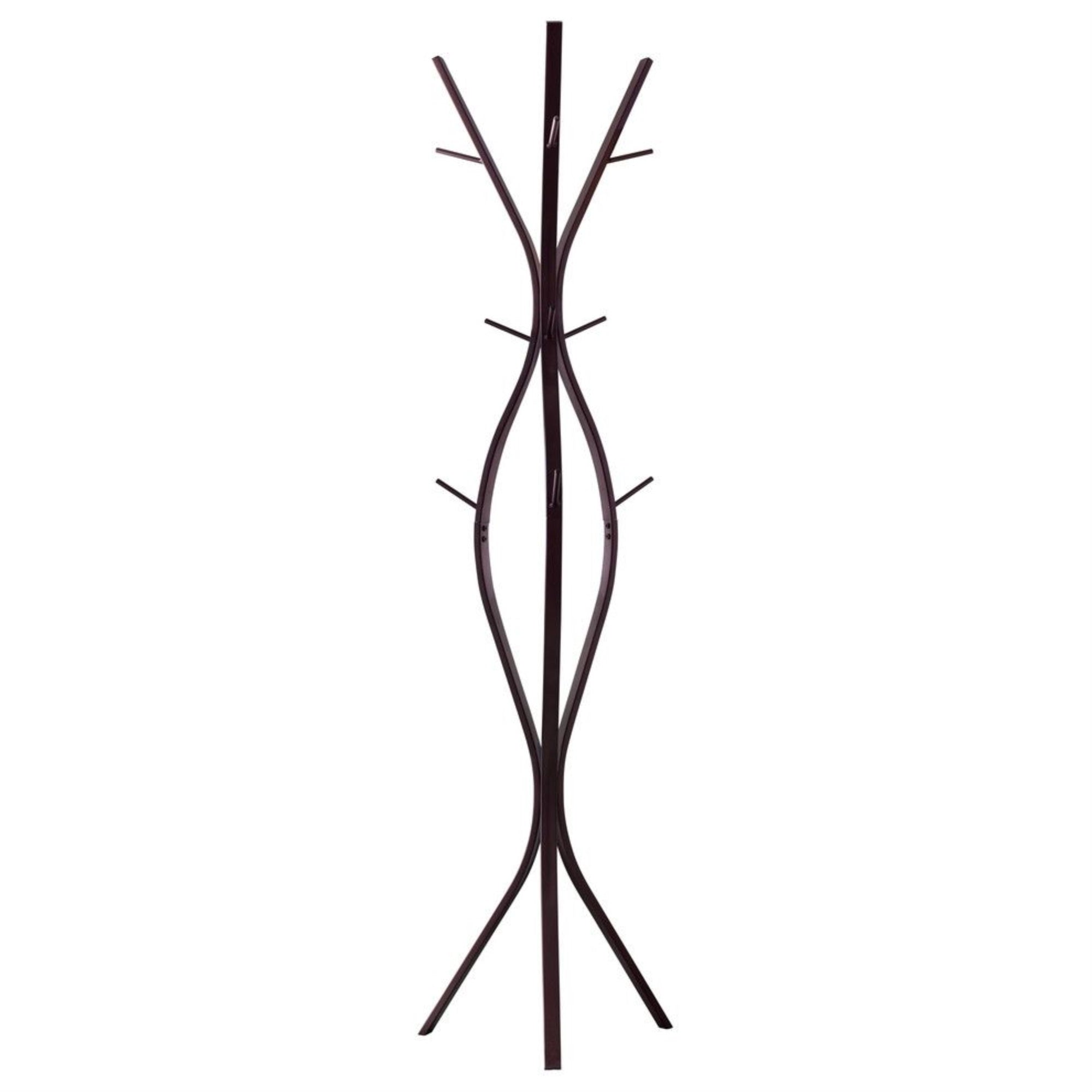 Iowa Twiggy Coat & Hat Rack Stand, Bronze Metal, 12 Hooks, 72H, Transitional