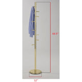 Pevensey Entryway 8 Hook Freestanding Coat & Hat Rack, Brass Metal, Transitional