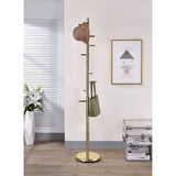 Pevensey Entryway 8 Hook Freestanding Coat & Hat Rack, Brass Metal, Transitional