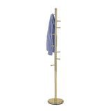 Pevensey Entryway 8 Hook Freestanding Coat & Hat Rack, Brass Metal, Transitional