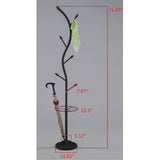 Minerva Freestanding Entryway Coat & Hat Rack With Umbrella Holder, Black Metal With Wooden Tips
