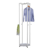Hambleton Entryway 12 Hook Freestanding Coat & Hat Rack With Storage Shelf, White Metal