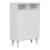 Yaiza 2 Door Shoe Storage Cabinet With 7 Shelves, White Wood