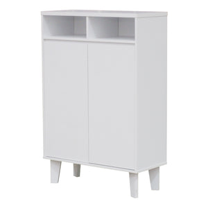 Yaiza 2 Door Shoe Storage Cabinet With 7 Shelves, White Wood