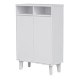 Yaiza 2 Door Shoe Storage Cabinet With 7 Shelves, White Wood