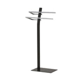 Skipper Freestanding Bathroom Towel Rack With Two Bars, Black & Chrome Metal