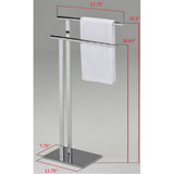 Schlesinger Freestanding Bathroom Towel Rack With Two Bars, Stainless Steel