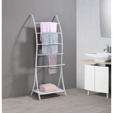 Twilio Freestanding 5 Tier Bathroom Towel Rack With Storage Shelf, White Metal