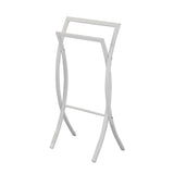 Coronado Double Free Standing Modern Bathroom Towel Rack Stand, White Metal
