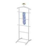 Carlsen Clothes Organizer Rack, Suit Valet Stand, White Metal