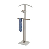 Westling Clothes Organizer Rack, Twin Suit Valet Stand, Chrome Metal & White Wood