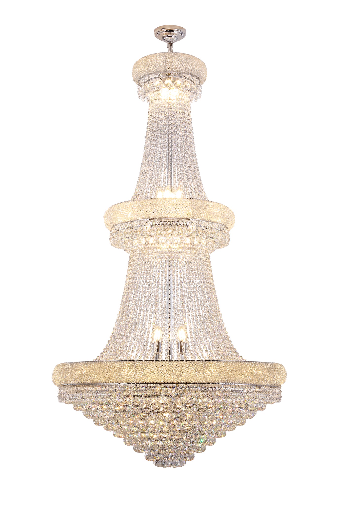 72 In Luxurious Two Tier Empire K9 Crystal Chandelier 35-Led Bulbs Classical Hardwired Ceiling Chandelier Lamp For Living Room