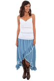 HI/LO RUFFLED DENIM SKIRT