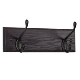 Wooden Mallet 2 Hook Coat Rack, Black Hooks, Black