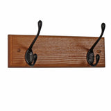 Wooden Mallet 2 Hook Coat Rack, Black Hooks, Medium Oak
