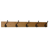 Wooden Mallet 5 Hook Coat Rack, Black Hooks, Light Oak